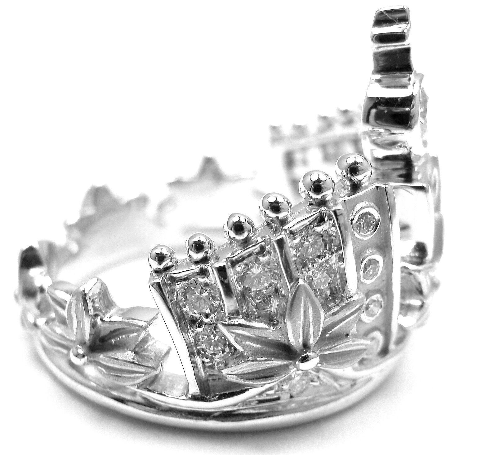 Authentic Carrera Y Carrera 18k White Gold Princess Russian Crown Diamond Ring for Women - Luxury Gift for Anniversary, Engagement & Special Occasions