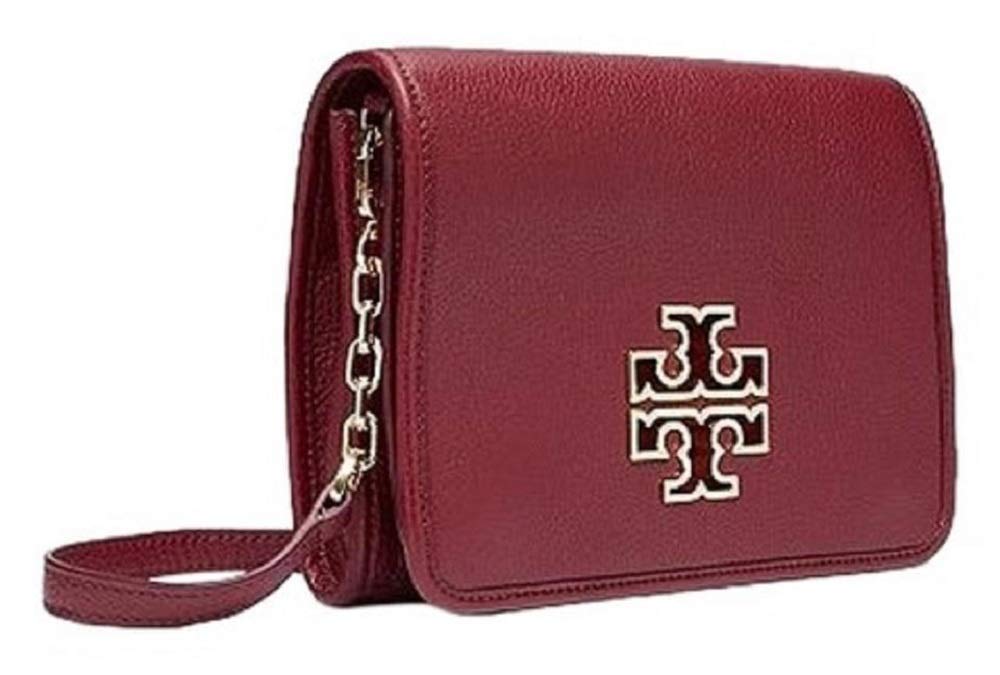 Tory Burch Britten Leather Crossbody Bag - New Plum Color, Stylish Combo Purse for Women | Perfect for Work, Travel & Everyday Use