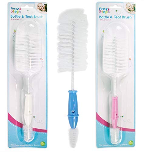 Best Baby Milk Bottle & Teat Brush Set - 2-in-1 Easy Clean Bottle Brush with Soft Bristles for Newborns - Perfect for Breastfeeding, Formula Feeding & Travel Use