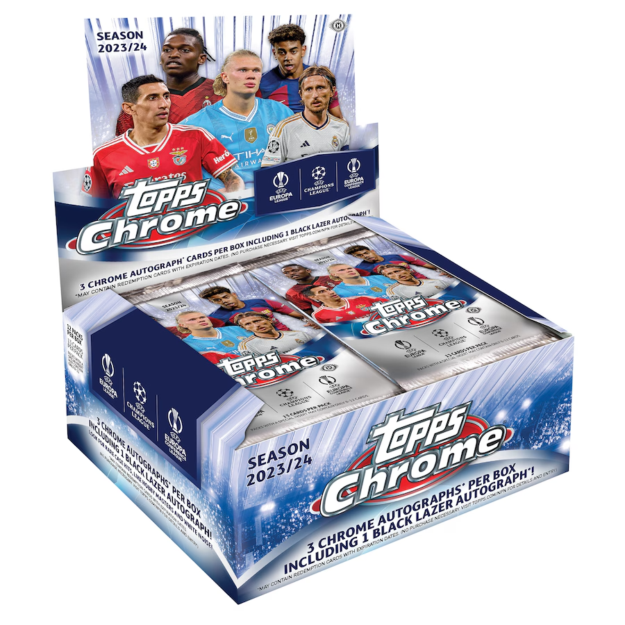 2023-2024 Topps Chrome UEFA Club Competitions Hobby Jumbo Box - Soccer Trading Cards for Collectors & Fans - Perfect for Gifts, Investments & Match Day Excitement