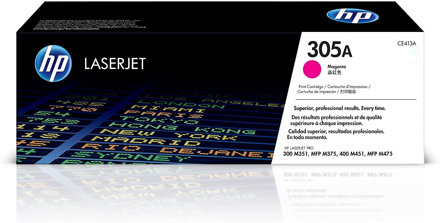 Original HP 305A CE413A Magenta Toner Cartridge - Compatible with HP LaserJet Pro 300/400 Series (M351/M375/M451/M475) | High-Yield Printing for Office & Home Use | Reliable Replacement for Business Documents & School Projects