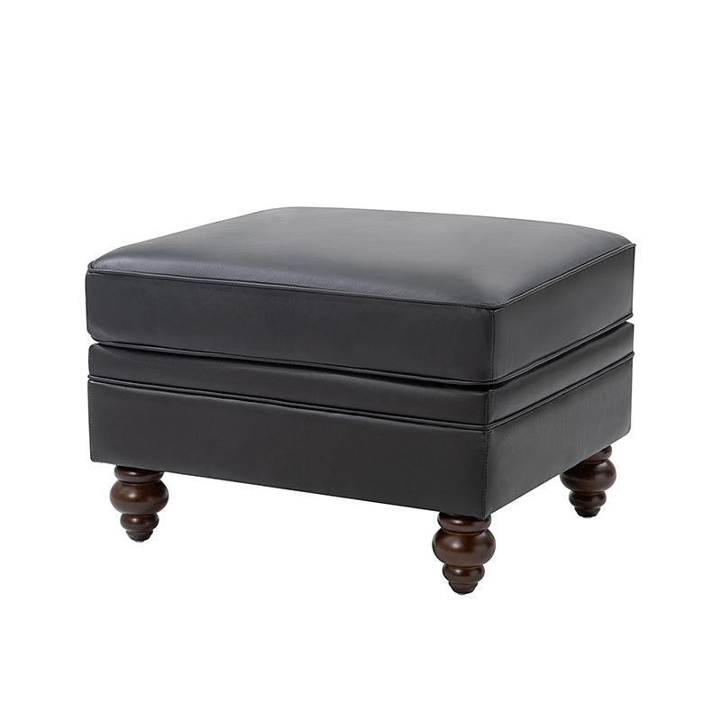 Basilio Modern Genuine Leather Storage Ottoman Bench - Living Room Footrest, Coffee Table & Extra Seating - Perfect for Home, Office & Bedroom