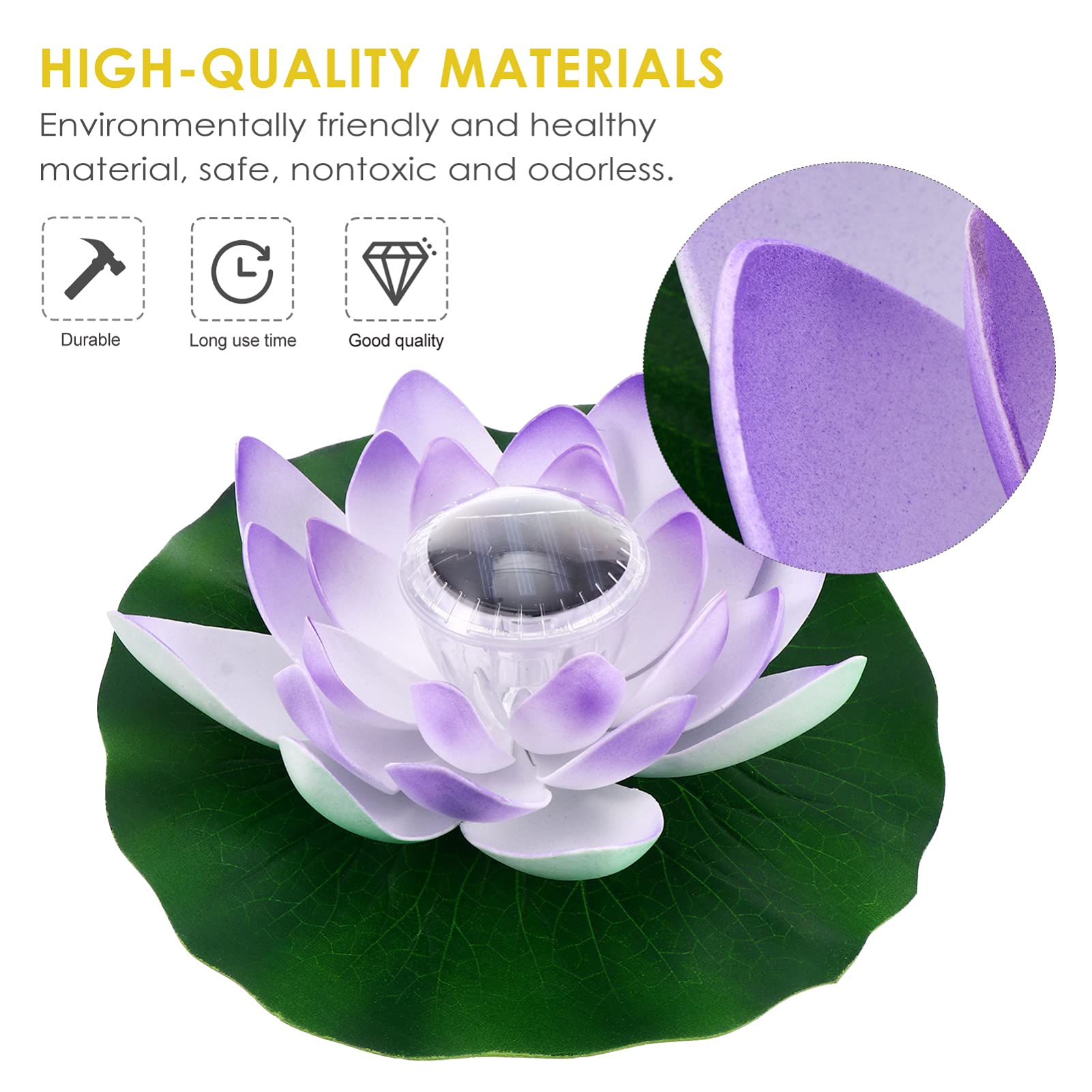 YARDWE Solar Lily Pad LED Floating Lights - Waterproof Solar Garden Lights for Pool, Pond, Backyard Decor - Blue Solar Powered Night Lights for Outdoor Garden, Patio & Landscape Lighting