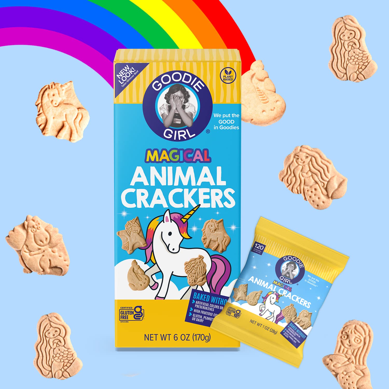 Goodie Girl Magical Animal Crackers - Gluten Free, Dairy Free, Egg Free, Peanut Free, Kosher Snacks (6oz Boxes, Pack of 3) | Perfect for School Lunches, Parties & Allergy-Friendly Treats