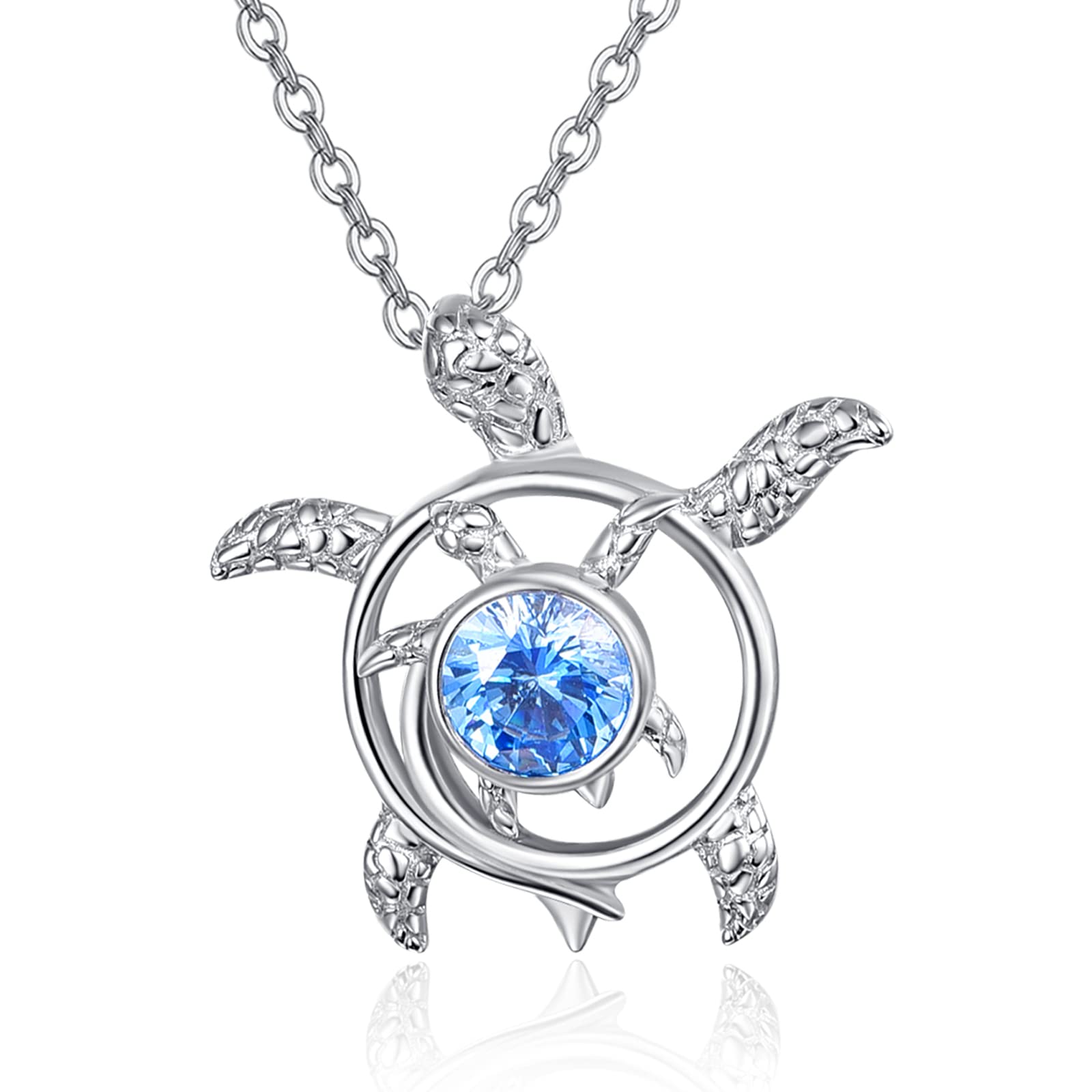 KINGWHYTE Sterling Silver Turtle Necklace - 925 Silver Animal Pendant Jewelry for Women, Cute Turtle Charm Necklace for Christmas, Birthday Gifts - Perfect for Nature Lovers & Beach Vacation Accessories
