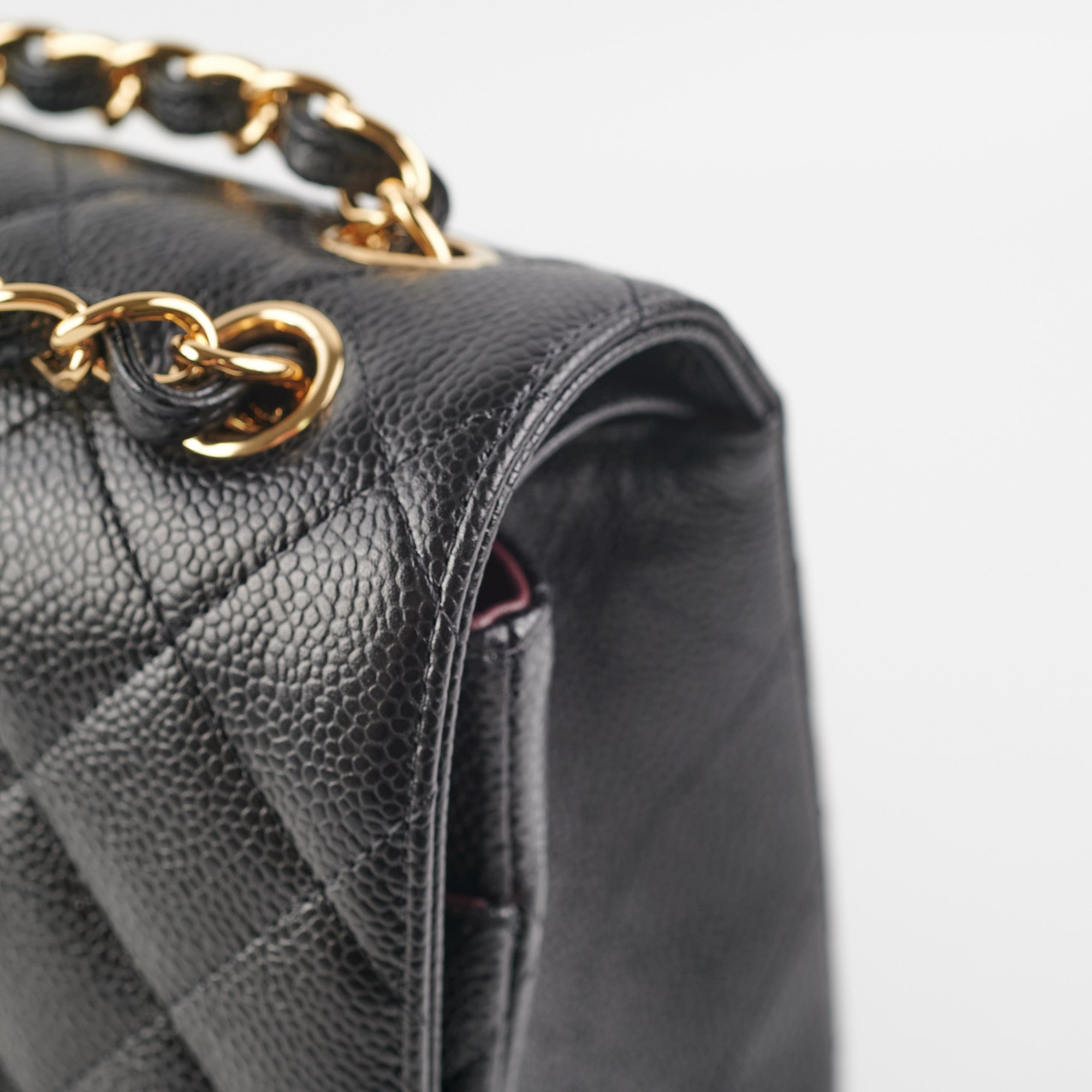 Authentic Chanel Quilted Jumbo Flap Bag in Black Caviar Leather with Gold Hardware - Perfect for Luxury Fashion & Special Occasions