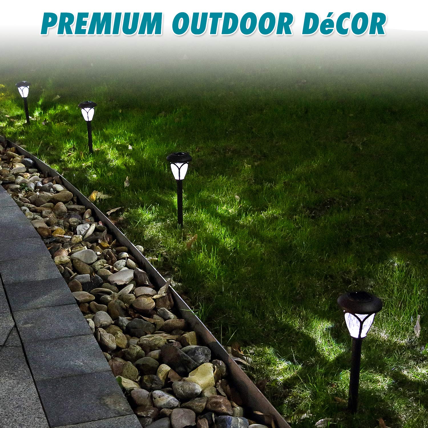 HECARIM 10 Pack Solar Lights Outdoor, Waterproof Solar Pathway Lights for Garden, Walkway, Lawn, Yard & Driveway - Solar Powered LED Landscape Lighting for Nighttime Safety & Decoration