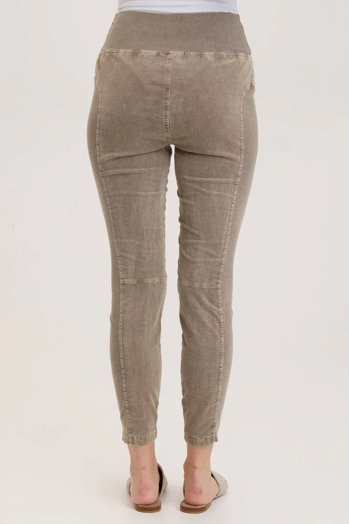 Distressed Wash Java Cord Penny Leggings - High Waisted Stretchy Comfort for Women | Perfect for Yoga, Workouts & Casual Wear