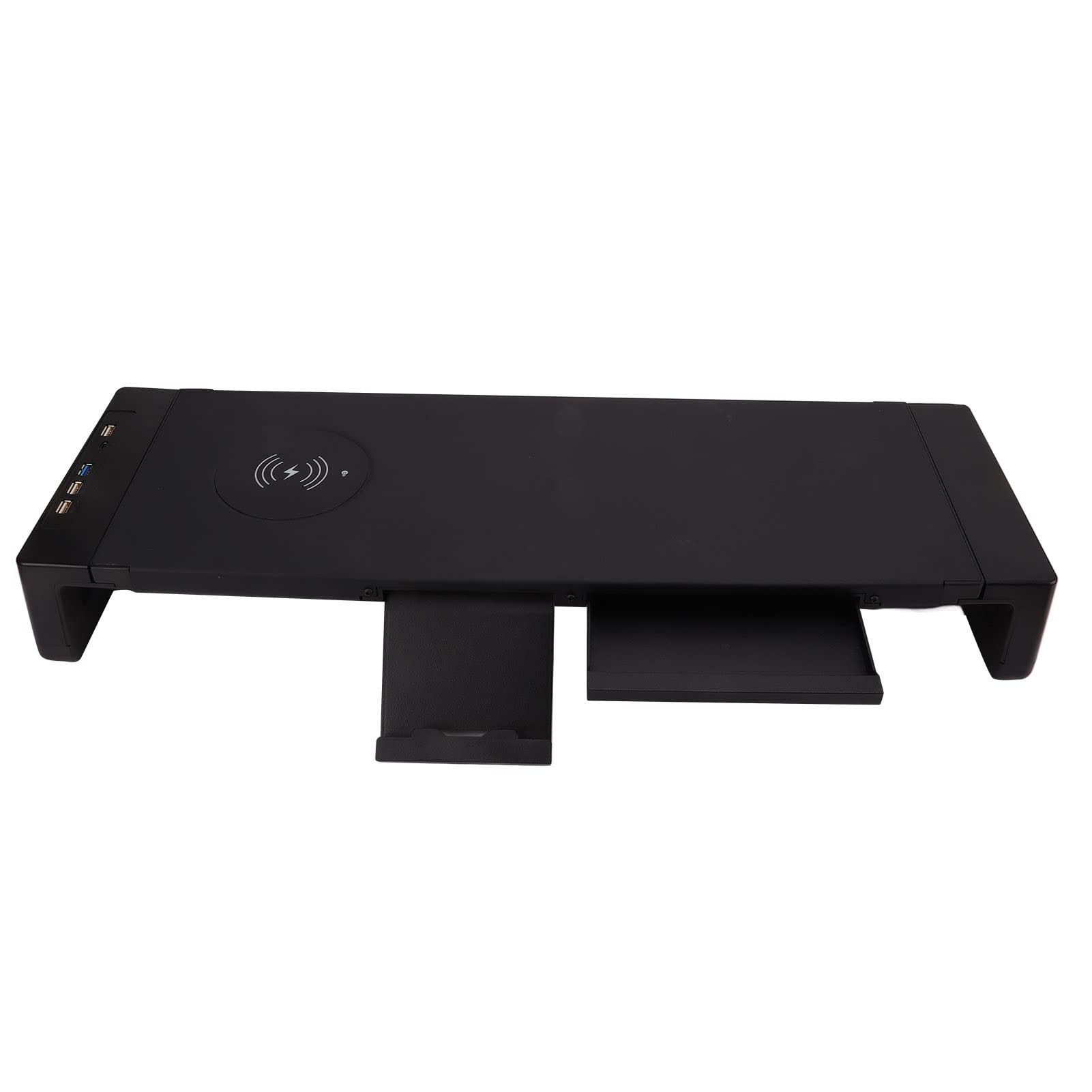 Bewinner Adjustable Monitor Stand Riser with Wireless Charger & 3 USB 3.0 Ports - Multi-Functional Computer Desk Organizer with Storage Drawer for Laptop, Tablet, Phone - Perfect for Home Office & Workspace Organization