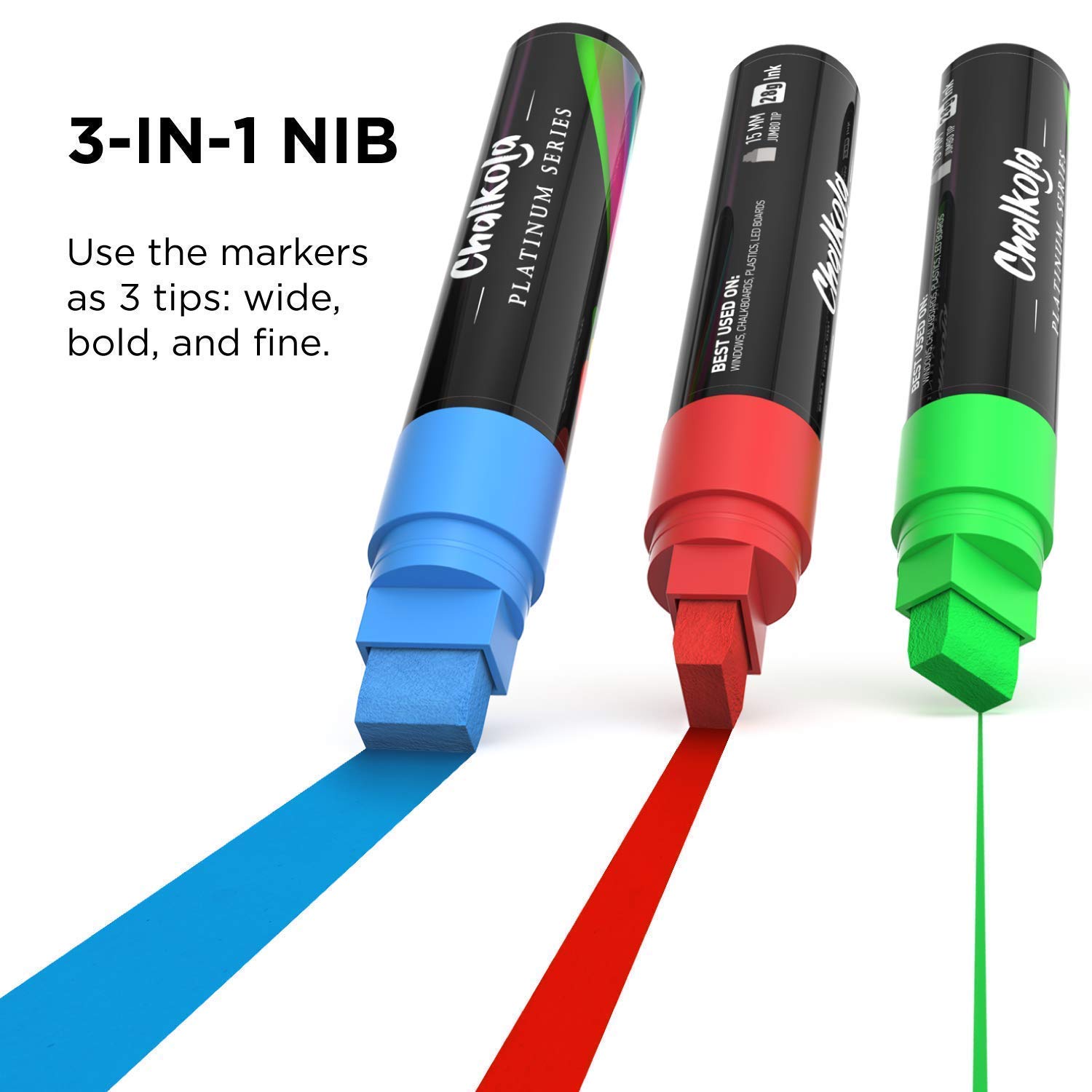 Vibrant Neon Chalk Markers Set - 21 Pack with 15mm Bold Tips for Whiteboards, Glass, Chalkboards & DIY Crafts - Perfect for Teachers, Restaurants, and Creative Projects