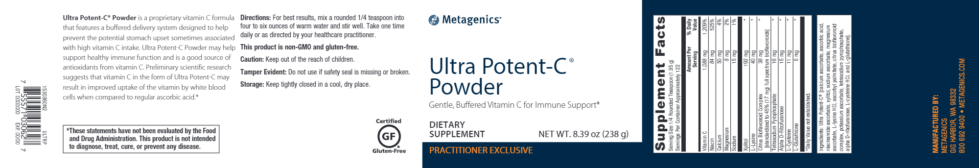 Ultra Potent Vitamin C Powder - 100% Pure Ascorbic Acid Supplement for Immune Support & Skin Health | Boost Energy & Collagen Production | Perfect for Smoothies, Juices & Daily Wellness Routine