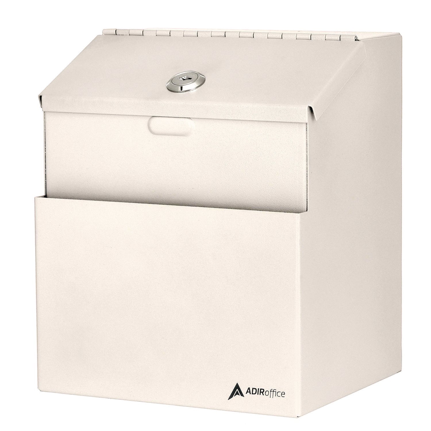 AdirOffice Wall Mountable Steel Suggestion Secure Drop Box with Key - 7 x 6 x 8.5 Inches, Stainless Steel 304, White - Perfect for Offices, Schools, and Secure Document Collection