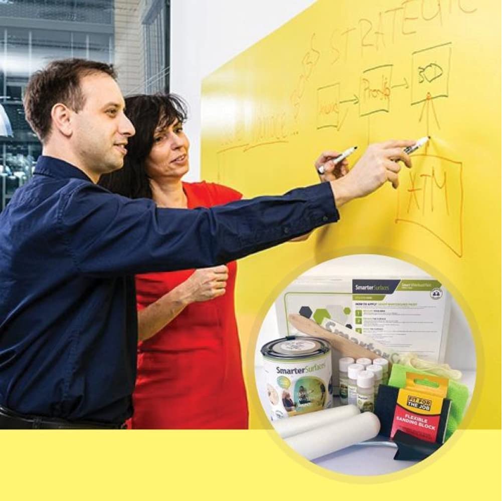 Clear Whiteboard Paint - SmarterSurfaces Transparent Dry Erase Paint (65ft²/12.5floz) | Convert Any Wall or Surface into Writable Area | Eco-Friendly, Non-Toxic | Perfect for Home Offices, Classrooms & Creative Spaces