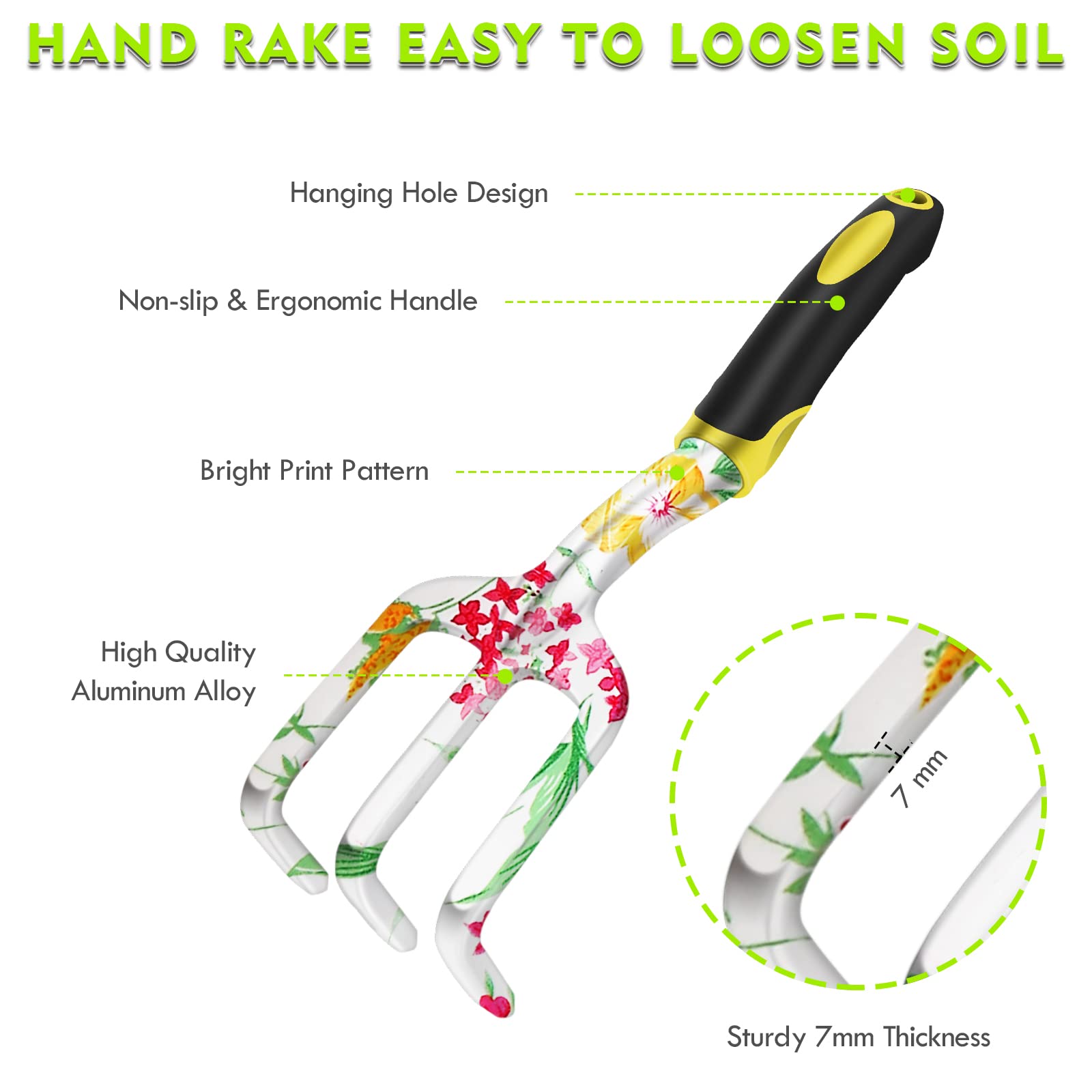 Premium 5-Piece Aluminum Alloy Garden Tools Set - Hand Rake, Weeder, Trowel, Pruning Shears & Gloves for Outdoor Gardening, Landscaping & Yard Work - Durable Gardening Essentials for Planting, Weeding & Soil Care
