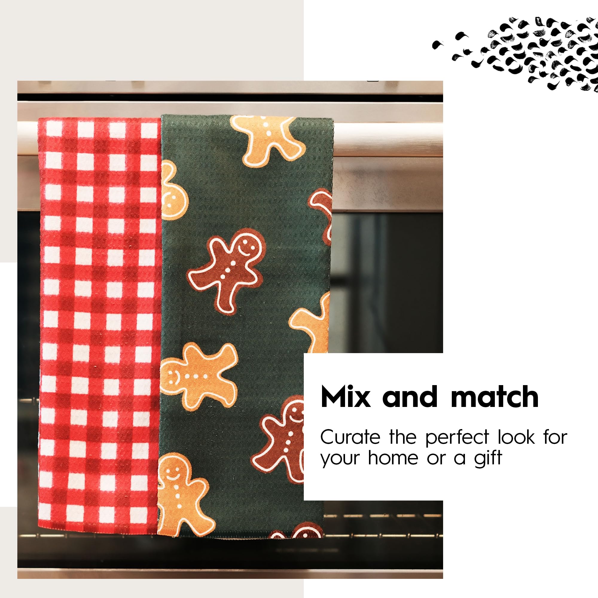 GEOMETRY Christmas Kitchen Towels - Quick Dry Microfiber Dish Cloths for Drying Dishes, Countertops, and Glassware - Premium Absorbent Towel (David's Star, 1 Pack) - Perfect for Holiday Cooking and Cleaning
