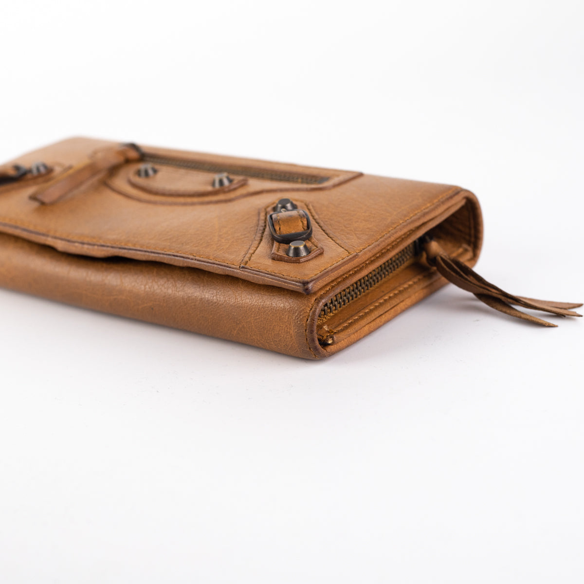 Balenciaga City Long Wallet in Dark Beige - Premium Leather Zip Around Wallet for Women - Perfect for Everyday Use, Travel & Business