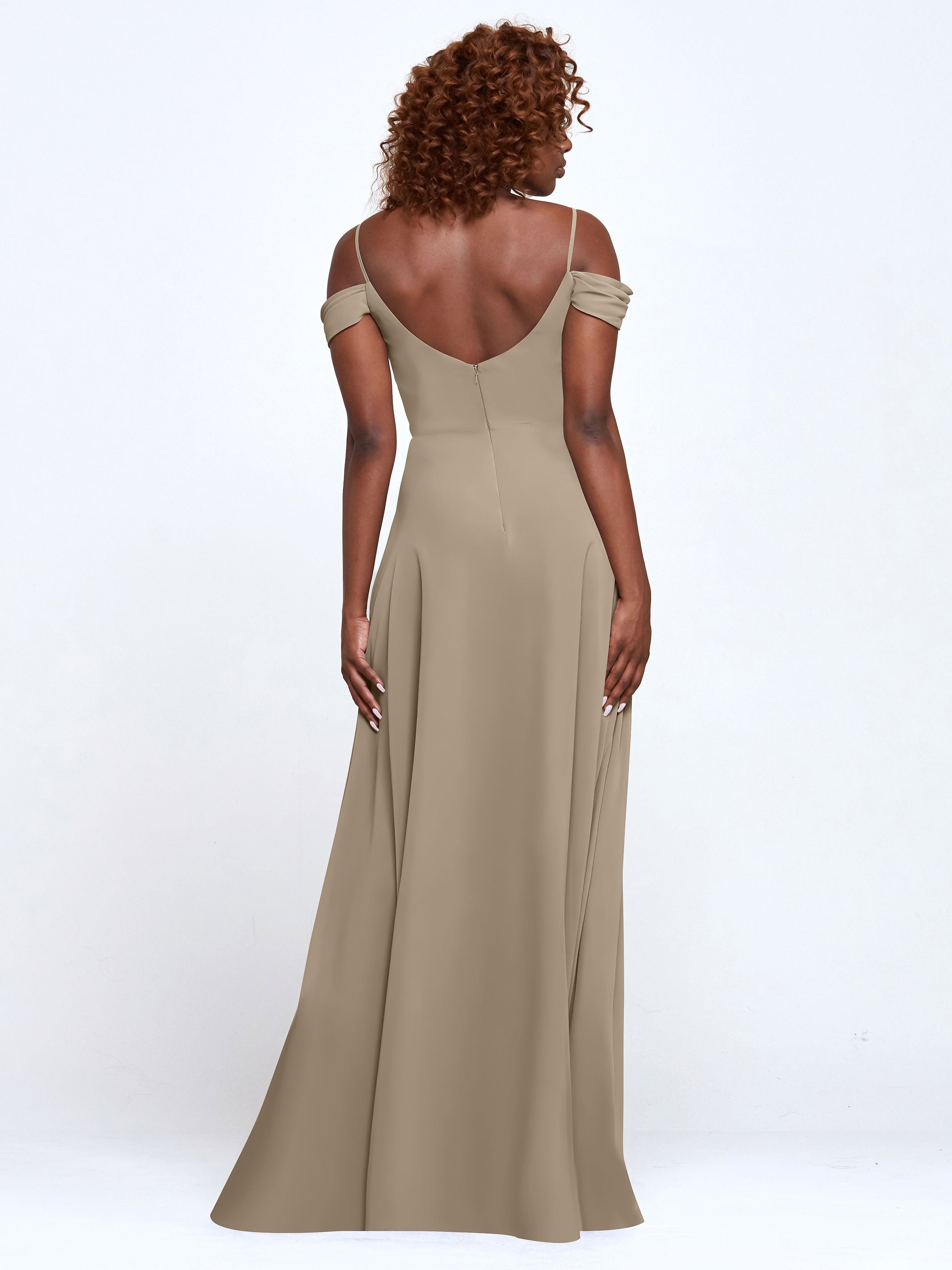 Elegant 83003 Stretch Chiffon Off-The-Shoulder A-Line Bridesmaid Dress - Perfect for Weddings, Prom, Formal Events & Special Occasions