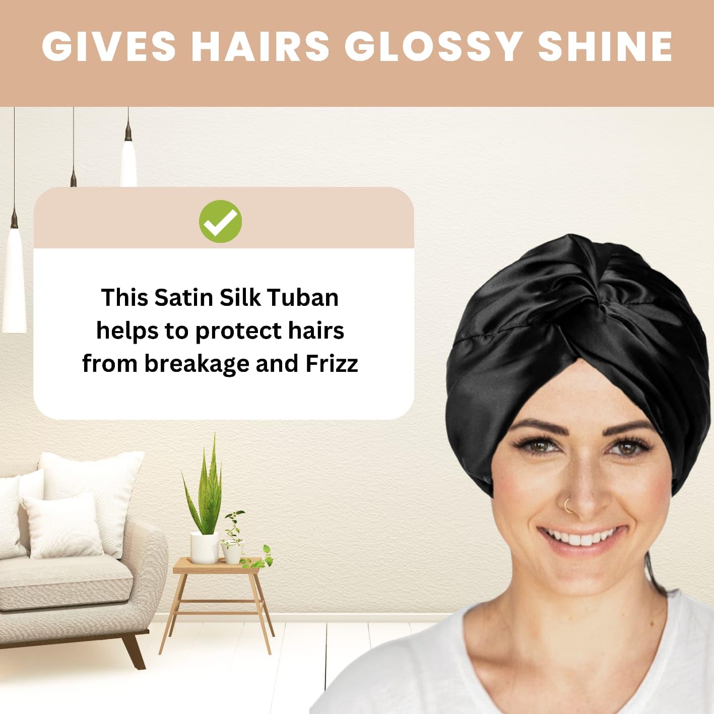 Atrube Reversible Silk Satin Sleep Bonnet for Women - Adjustable Tie Band Hair Wrap Cap for Sleeping, Natural Hair Protection - Includes Free Scrunchies (Black, 21