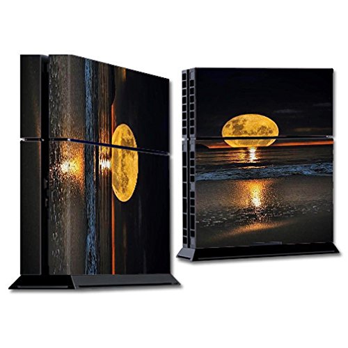Custom PS4 Vinyl Skin Wrap - Full Moon & Sea Design | Decal for Sony Playstation 4 Console | Perfect for Gaming Setup & Personalization