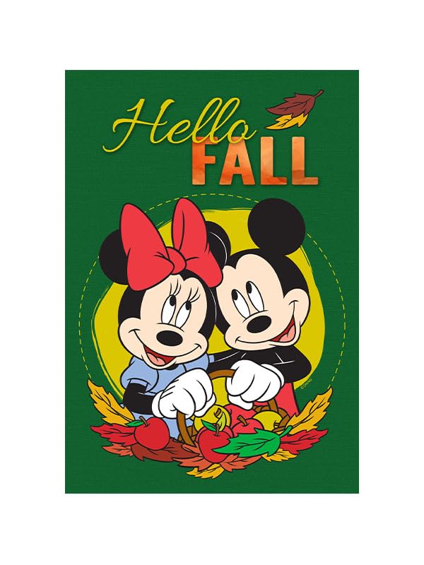 Disney Mickey & Minnie Mouse Fall Garden Flag 12.5x18 Inch - Officially Licensed Outdoor Decoration | Premium Fabric Seasonal Welcome Sign for Autumn Porch, Yard & Home Decor