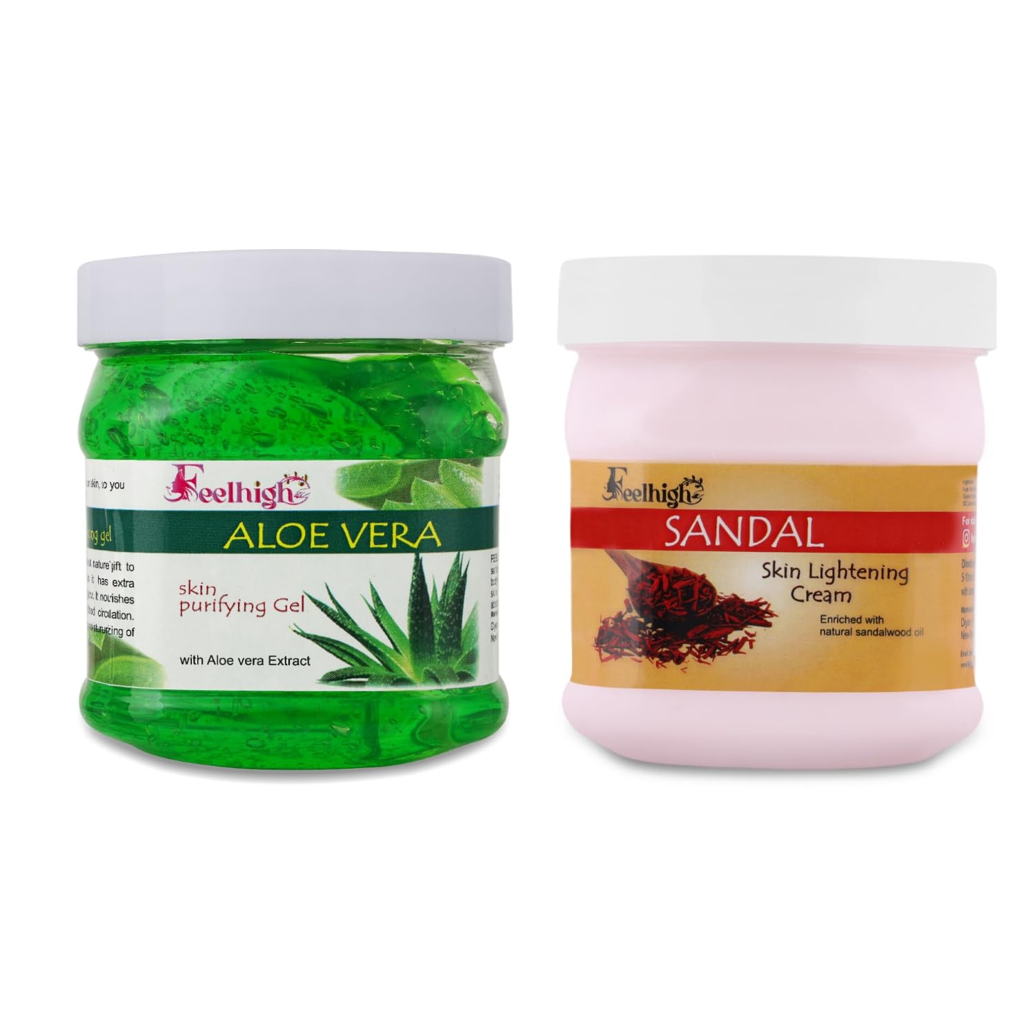 Aloe Vera Gel 500g & Sandal Cream 500g - Natural Face & Body Moisturizer for Dry Skin, Sunburn Relief & Skin Care - Perfect for After Sun Care, Daily Hydration & Sensitive Skin Treatment