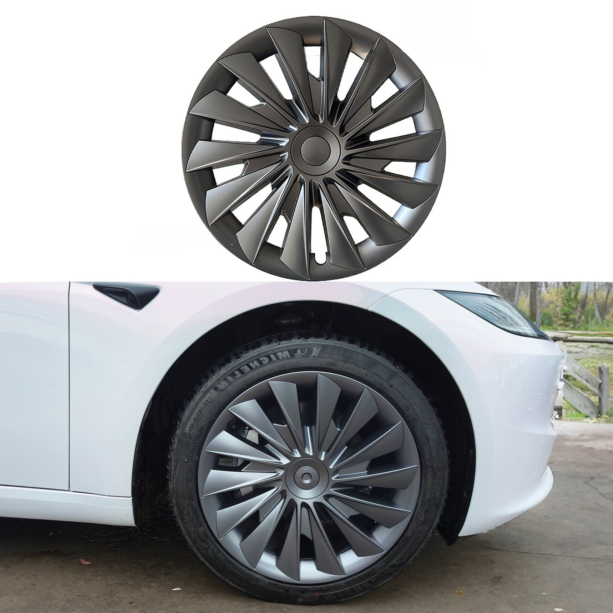 2024+ Tesla Model 3 Highland 18'' Cyclone Hubcaps - Premium Wheel Covers for Enhanced Style & Protection (Perfect for Road Trips & Daily Commutes)