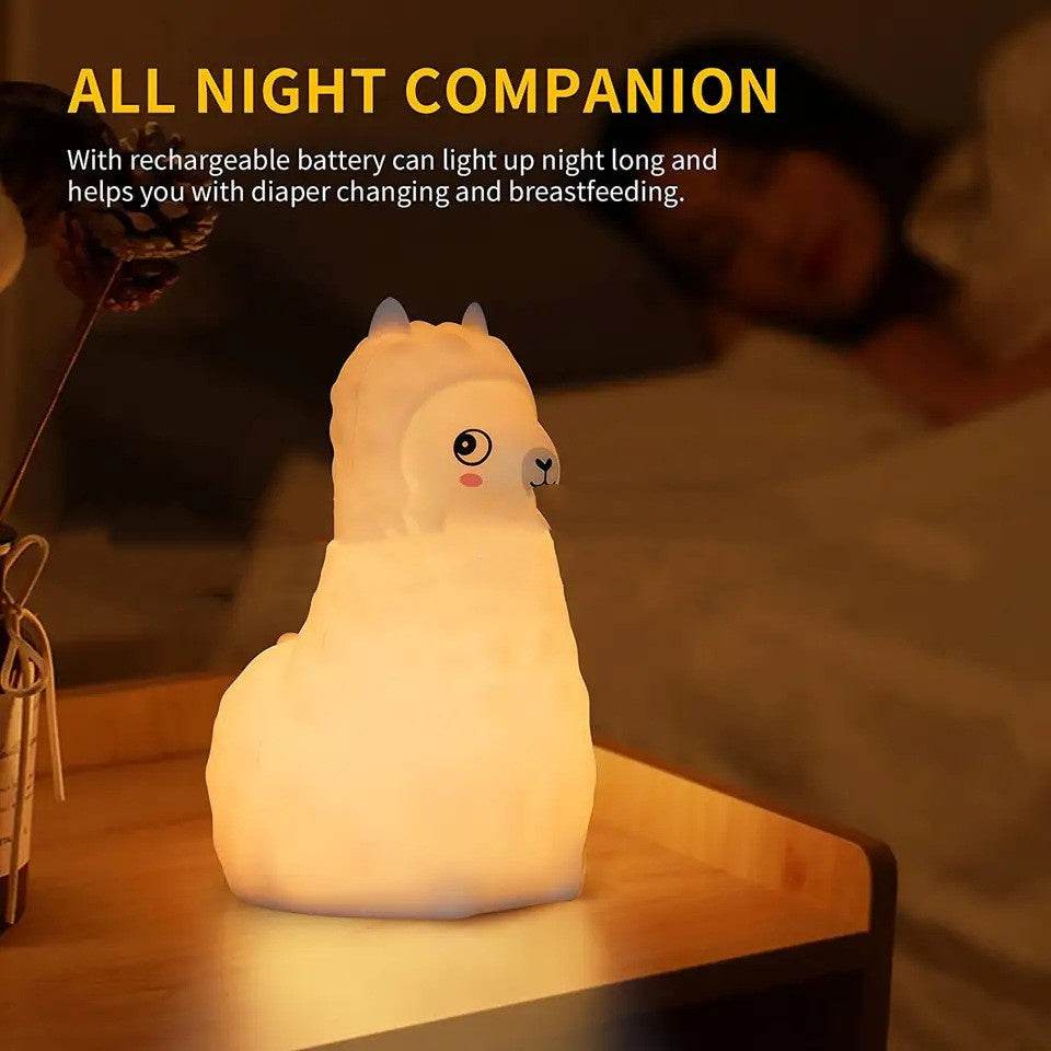 Cute Alpaca Night Light for Kids - Soft Glow Nursery Lamp for Bedroom, Baby Room Decor & Cozy Nighttime Reading