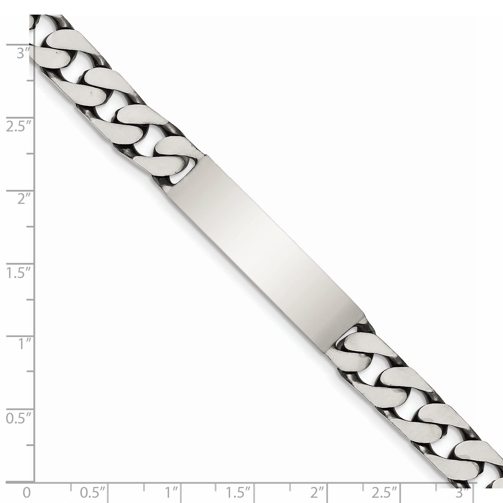 FindingKing Sterling Silver Curb ID Bracelet 8.5