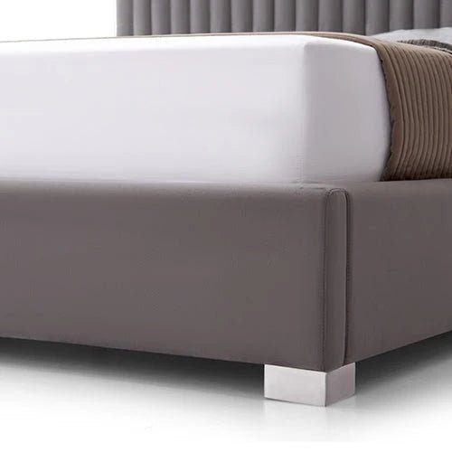 King Premium Bedzy Luxe Hillsdale Bed Frame in Grey - Luna Series Euro Top Medium Firm Mattress with Bamboo Mattress Topper | Complete Luxury Bedroom Set for Master Bedroom, Guest Room & Apartment Sleeping