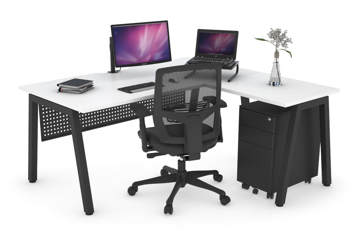 Quadro A Legs L-Shaped Corner Office Desk - 1800L x 1550W with Cable Management | Modern Home Office & Gaming Desk for Small Spaces