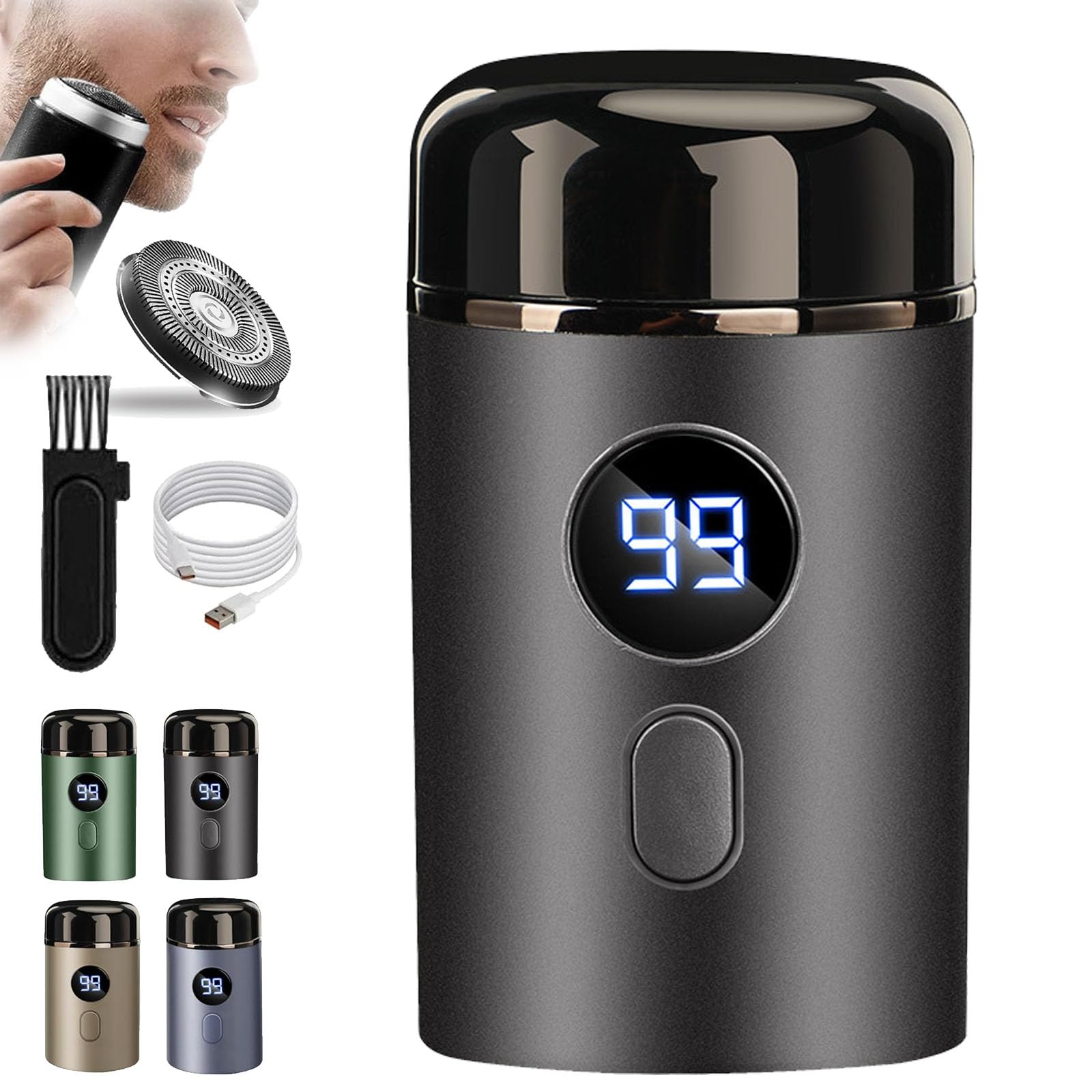 Vishopee Mini Portable Electric Shaver for Men - USB Rechargeable, Waterproof, Travel-Friendly Razor - 2025 Upgraded Model for Smooth Shaving at Home & On The Go