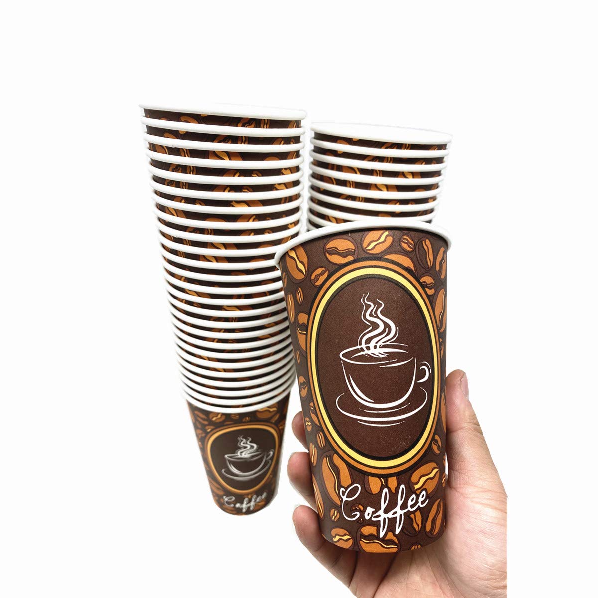 100-Pack Premium Disposable Paper Hot Coffee Cups - 16oz Insulated Cups for Tea & Coffee - Ideal for Coffee Shops, Bars, Offices, and Home Use - Perfect for Morning Brews, Office Meetings, and Catering Events