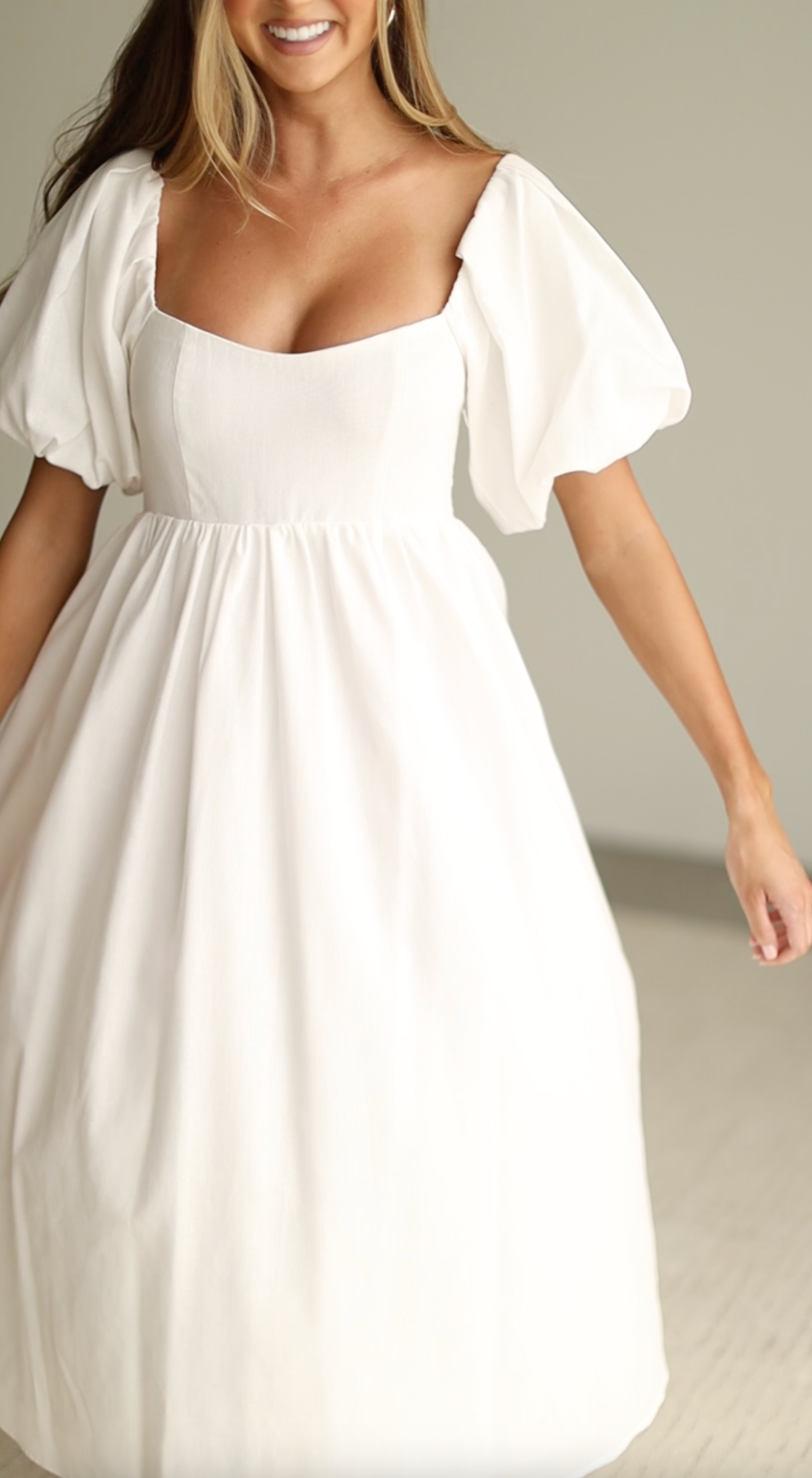 Hamilton Midi Dress in Off White - Bump Friendly Maternity Dress (Sizes S-2XL) | Perfect for Pregnancy, Baby Showers & Special Occasions