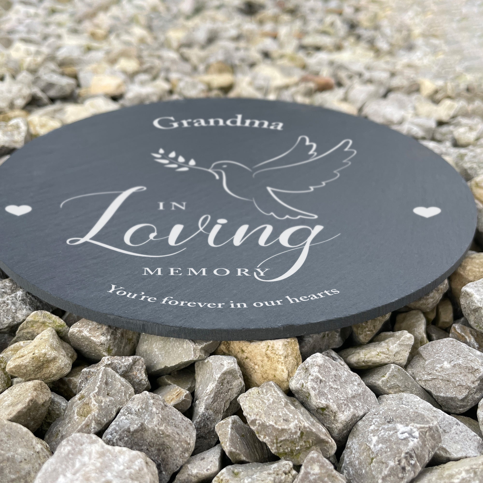 Personalized In Loving Memory Dove Slate Circular Grave Marker - Memorial Plaque for Cemetery, Headstone, or Garden Remembrance - Perfect for Honoring Loved Ones