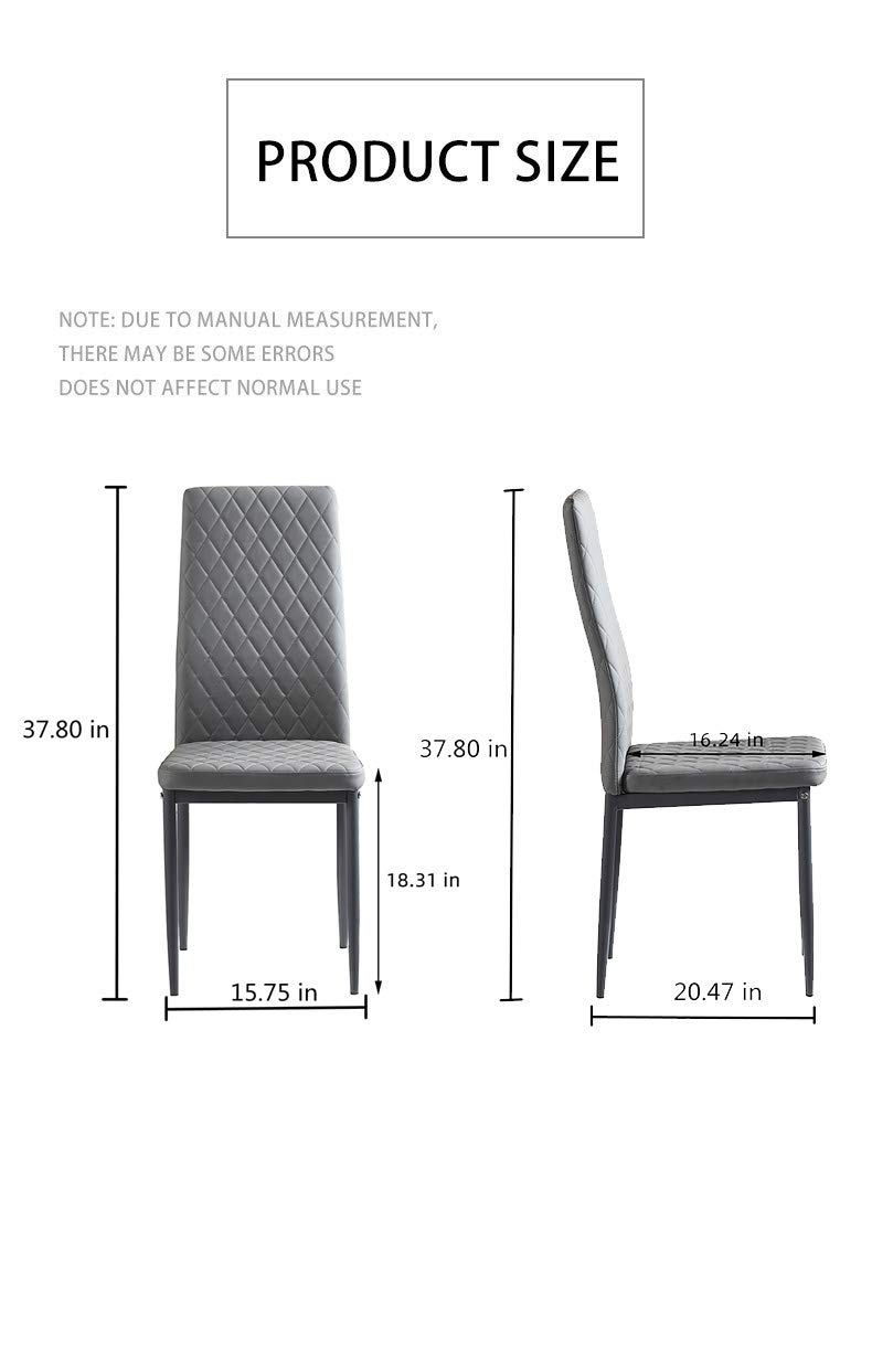 4-Piece High Back Upholstered Dining Chairs Set with Steel Frame - PU Leather Kitchen & Conference Chairs for Home, Office (Light Gray) | Easy to Clean, Modern & Comfortable Seating for Dining Room, Kitchen, Meetings