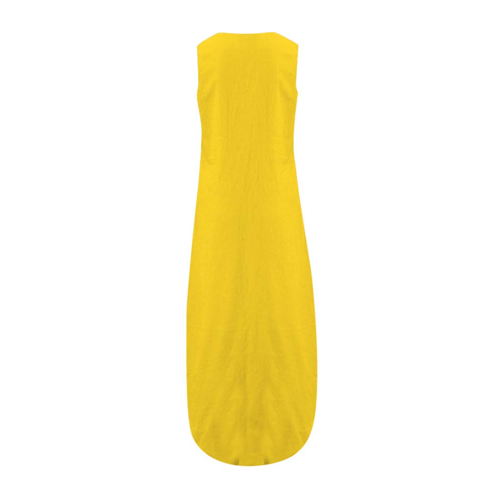 Women's Casual Short Sleeve Loose Plain Maxi Dress - Flowy Swing Long Summer Dress in Yellow | Perfect for Beach, Vacation & Everyday Wear