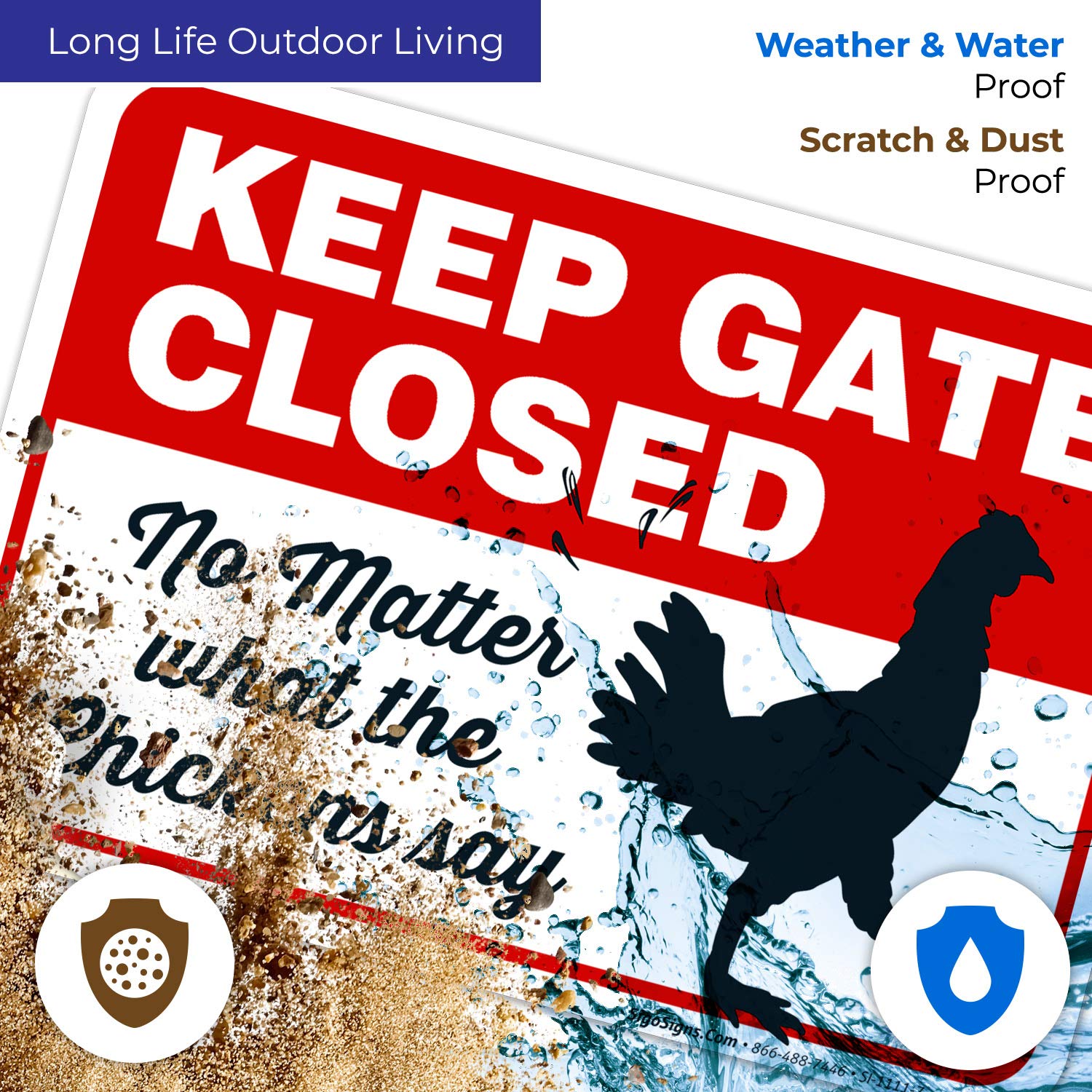 Funny Chicken Coop Sign - 'Keep Gate Closed No Matter What The Chickens Say' - 10x7 Inches Weatherproof Vinyl Decal - Made in USA - Perfect for Farmhouse Decor & Poultry Enthusiasts