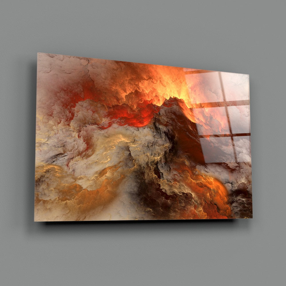 Red Apocalypse Glass Print Wall Art - Modern Abstract Home Decor for Living Room, Bedroom & Office - Perfect for Contemporary Interior Design