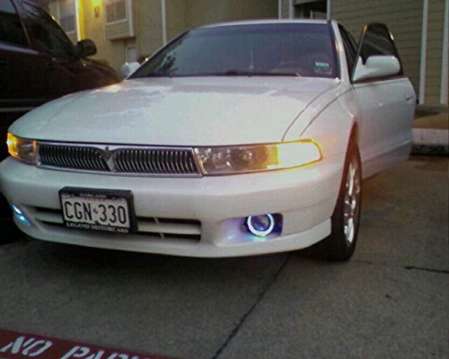 White Halo Fog Lights Kit for 1999-2003 Mitsubishi Galant - Durable LED Driving Lights with Stylish Halo Ring - Perfect for Night Driving, Foggy Conditions & Enhanced Vehicle Appearance