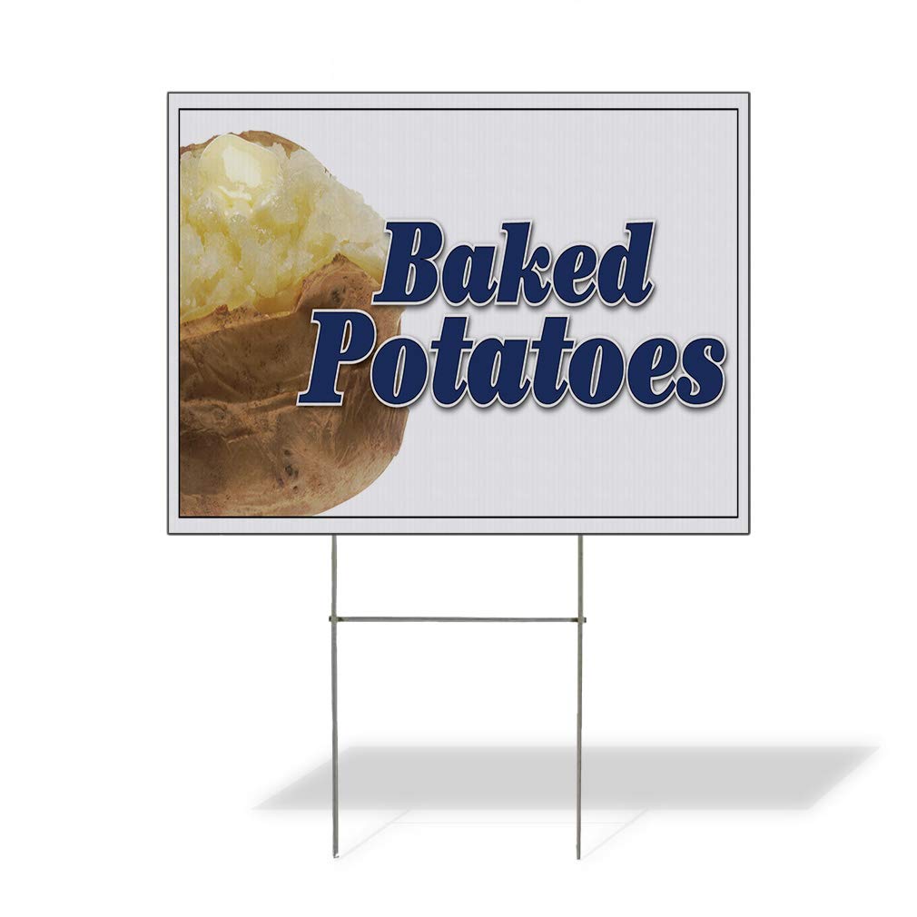 24x18 Inch Weatherproof Yard Sign for Baked Potatoes - Double-Sided Print, Durable for Restaurants, Cafes & Bars - Perfect for Lawn, Garden & Vegetable Displays