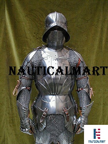 Medieval Spanish Plate Armor Set - Full Body LARP Costume with Kettle Helmet, Cuirass, Gauntlets & Shoulder Guards | Renaissance Fair, Cosplay, Historical Reenactment