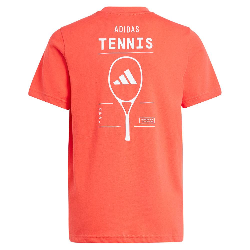 **Boys' Graphic Tennis Shirt - Semi Lucid Red | Breathable & Stylish Activewear for Kids | Perfect for Tennis, School & Casual Wear**