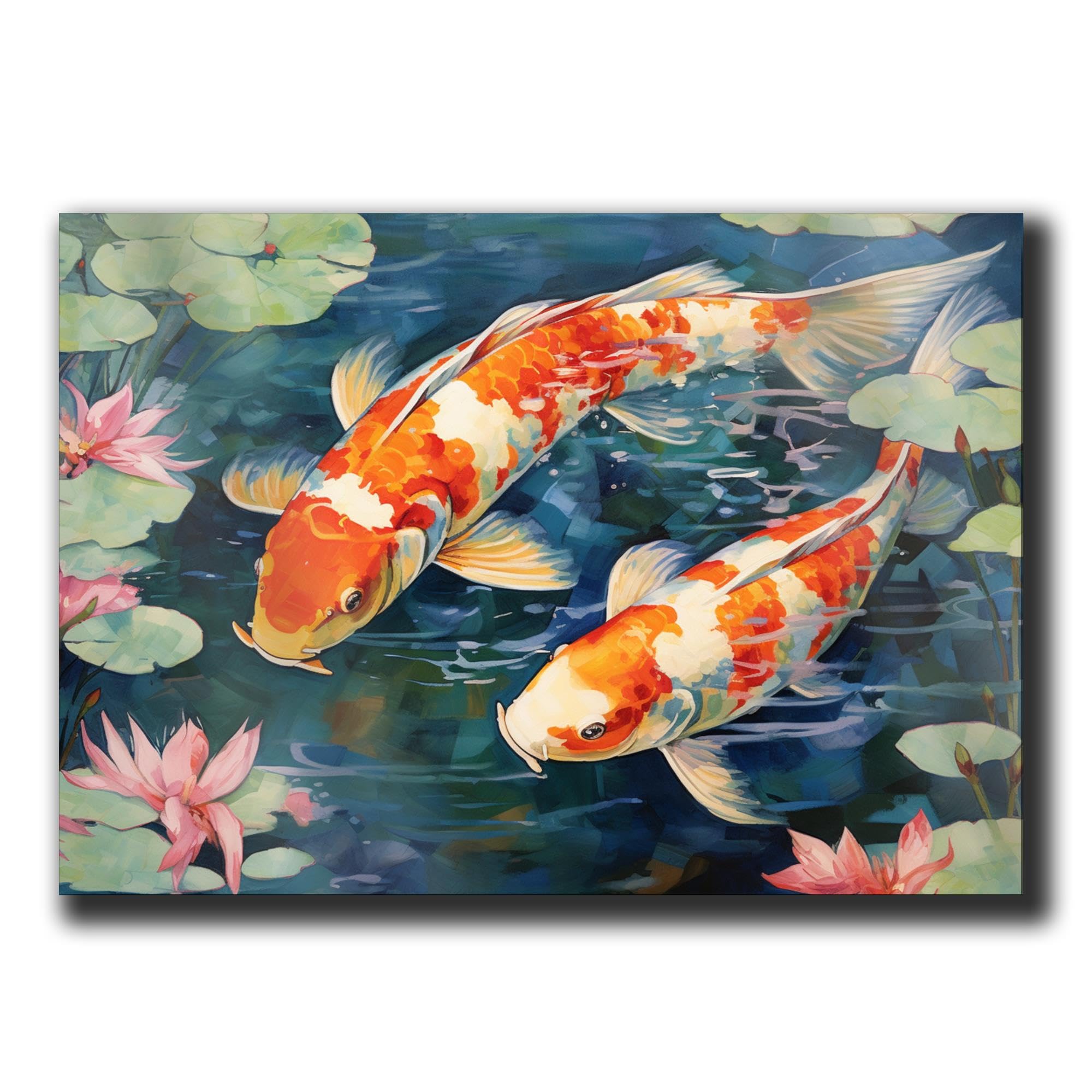 Japanese Koi Fish Art Print - Zen Wall Decor for Home & Office - Koi Pond Poster, Farmhouse Decor, Fish Wall Art - Perfect for Living Room, Bedroom & Meditation Spaces