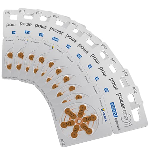 PowerOne Size 312 Hearing Aid Batteries - 100 Packs of 6 Cells | Long-Lasting Zinc-Air Power for Hearing Devices | Perfect for Travel, Daily Use & Emergency Backup