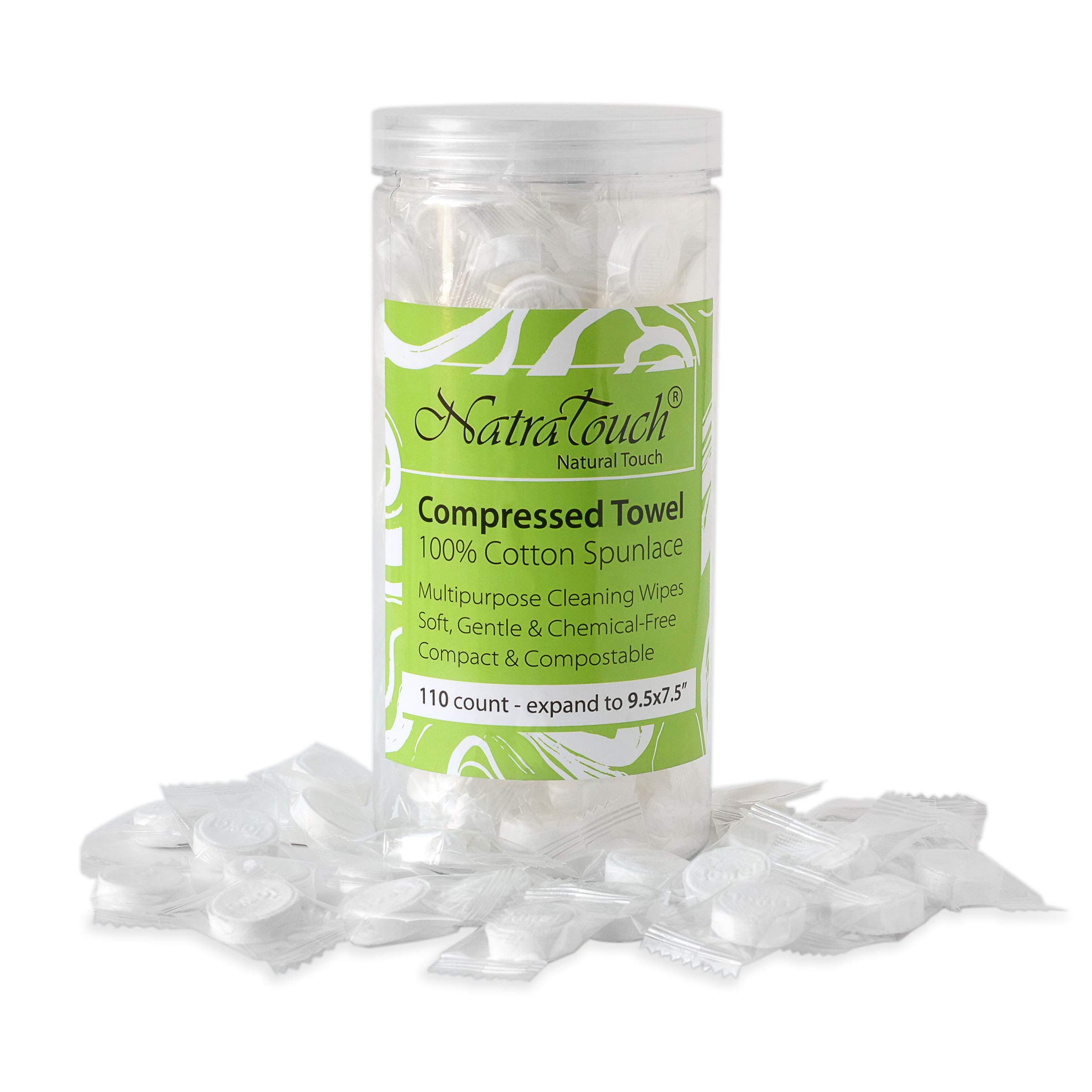 100% Cotton Compressed Towel Wipes - Biodegradable, Soft & Gentle for Travel, Camping, Gym & Emergency Use