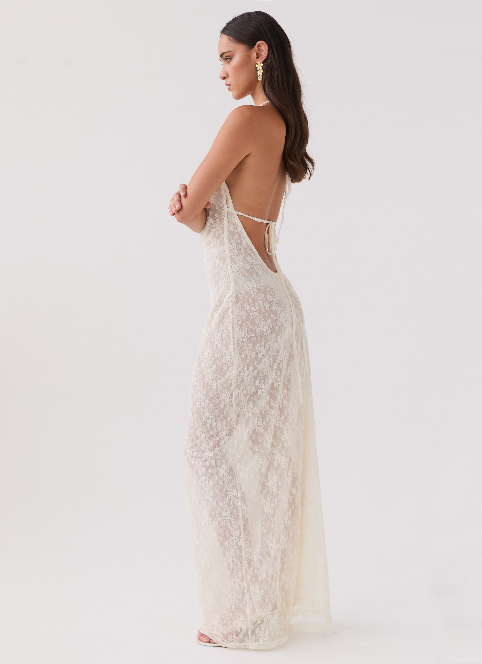 Elegant Ivory Champagne Coastline Maxi Dress for Women - Perfect for Beach Weddings, Vacations & Summer Parties