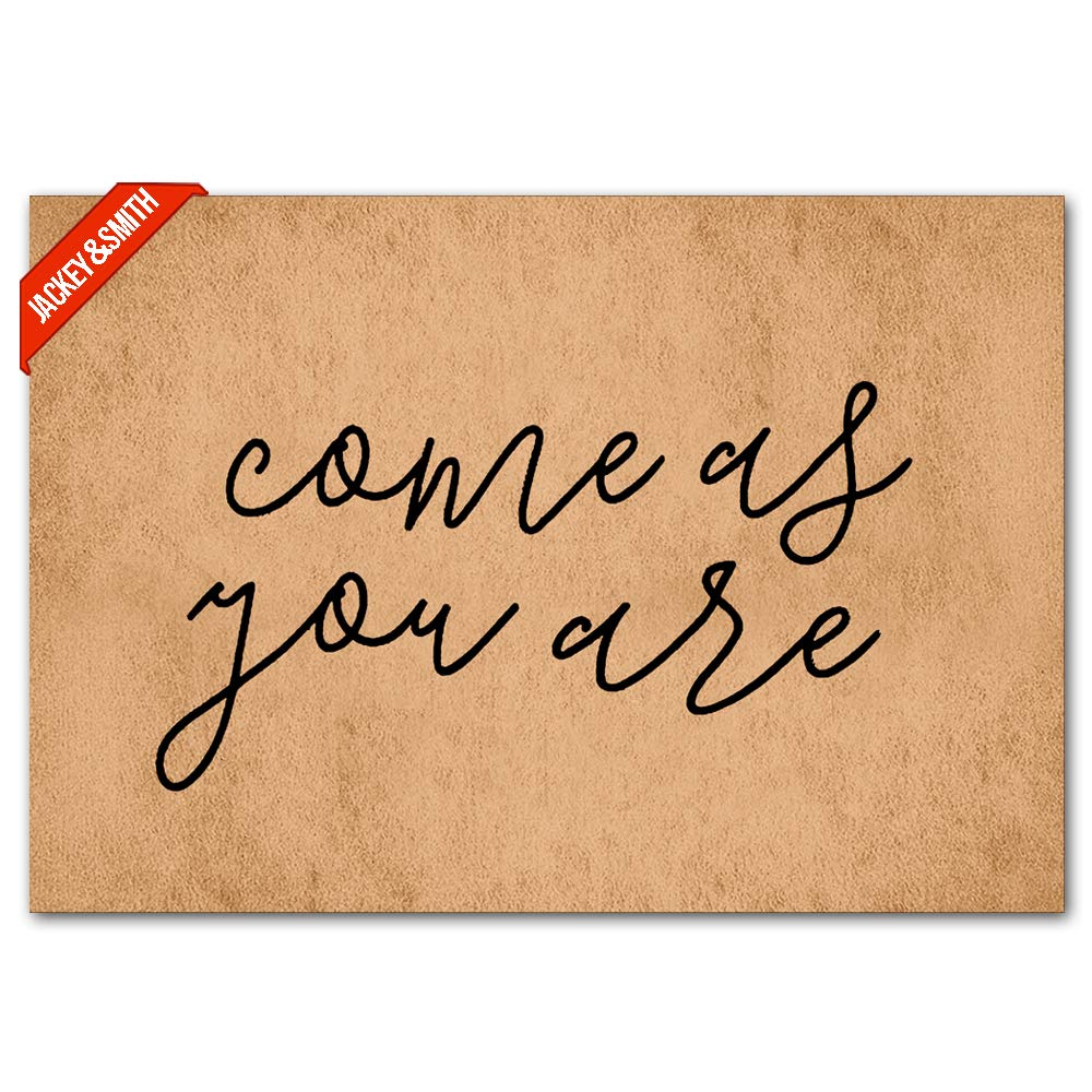 Jackey&Smith Non-Slip Welcome Doormat 23.6x15.7 Inch - 'Come As You Are' Front Door Mat for Outdoor Entryway, Durable & Waterproof - Perfect for Home, Apartment & Office Entrance