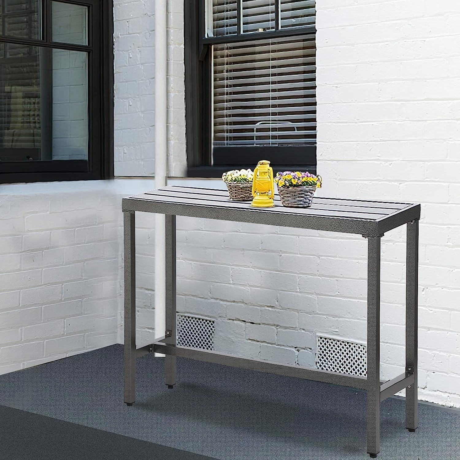 Outdoor Bar Table 40 Inch - Counter Height Rectangle Patio Table for Garden, Yard, Balcony & Poolside - Weather-Resistant Gray Outdoor Dining & Entertaining Furniture - Perfect for BBQs, Parties & Relaxing by the Pool