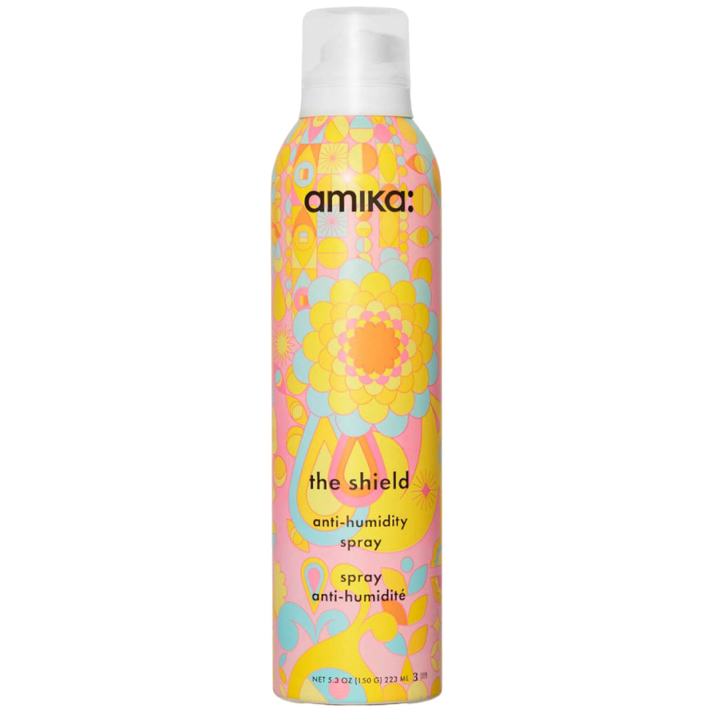 Amika The Shield Anti Humidity Spray 5.3 oz | Heat Protectant & Frizz Control for All Hair Types | Perfect for Styling, Travel & Humid Climates