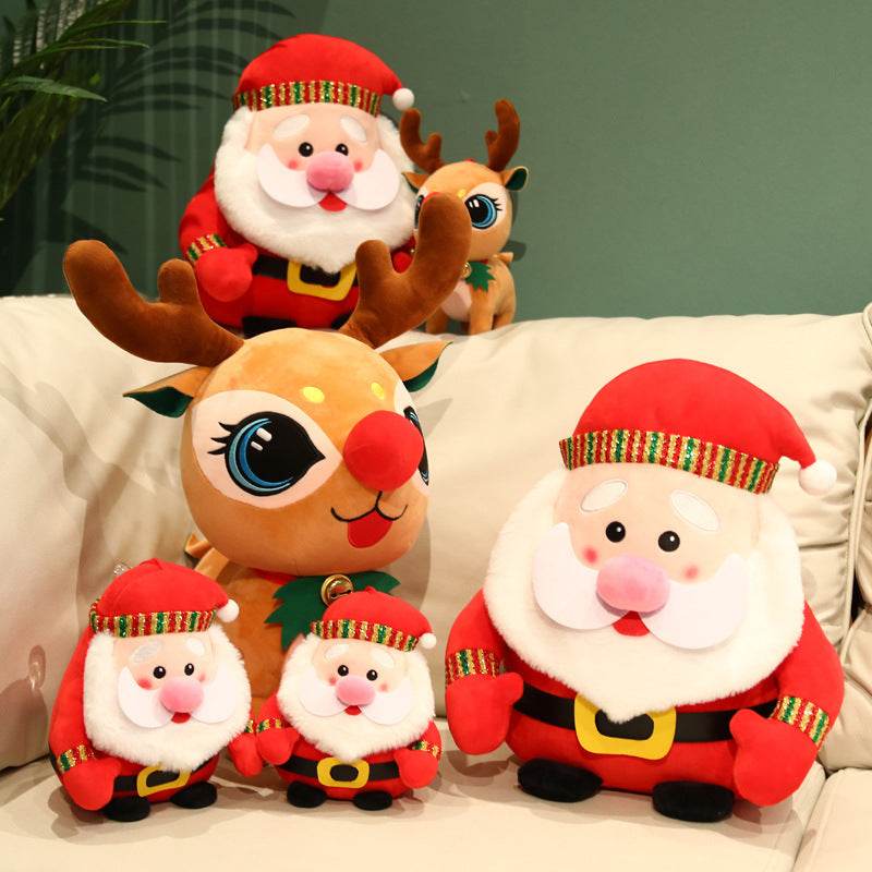 Merryland Santa and Reindeer Plush Stuffed Animals - Soft Christmas Plush Toys for Kids, Holiday Decorations & Gift Giving